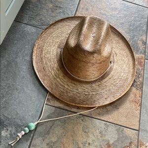 Lack of color palma desert Sun Hat with Beaded Chin Cord
